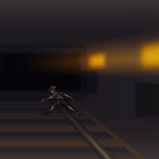 A line drawing of the designer (they're waving at the person on the other side of the screen)